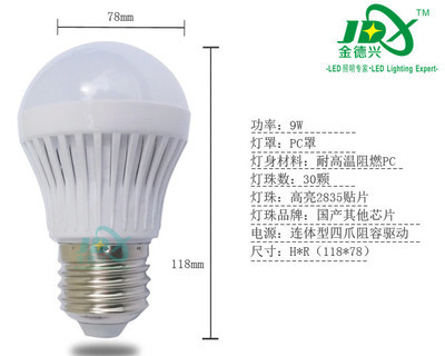深圳市金德興照明 12W超亮E27螺口LED球泡燈，節能批發熱銷之選